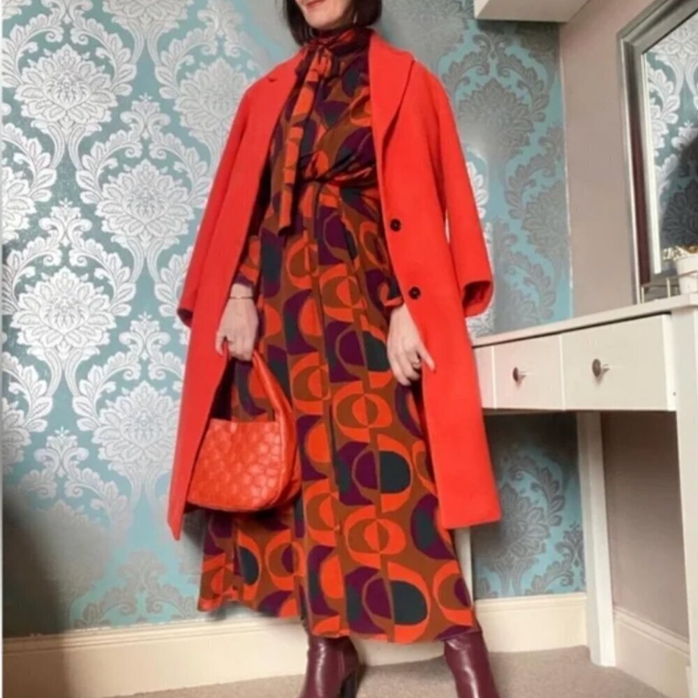 Zara Retro Geometric Print Midi Dress Size Medium NEW WITH TAG! - Picture 1 of 12